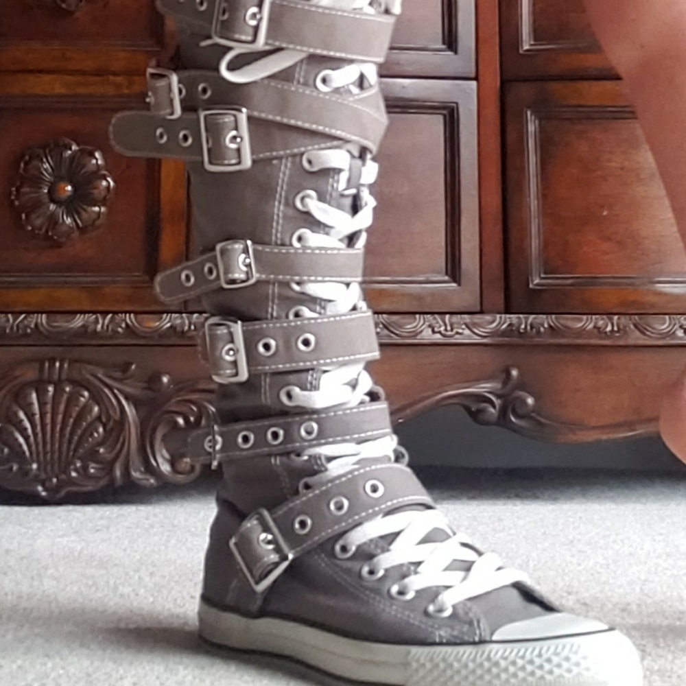 Knee High Converse All Star with Buckles, zipper back  (men's 8/women's 7/ UK 5)